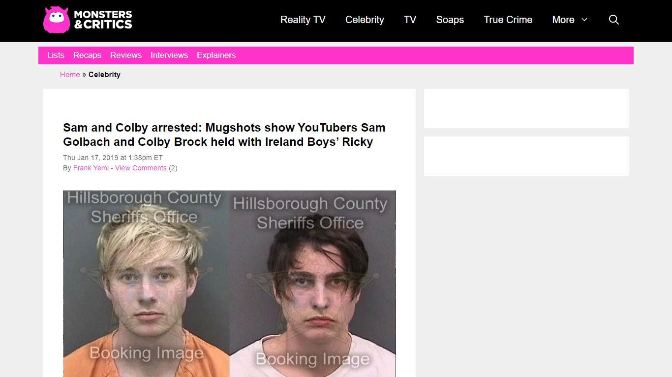 Sam and Colby arrested: Mugshots show YouTubers Sam Golbach and Colby ...