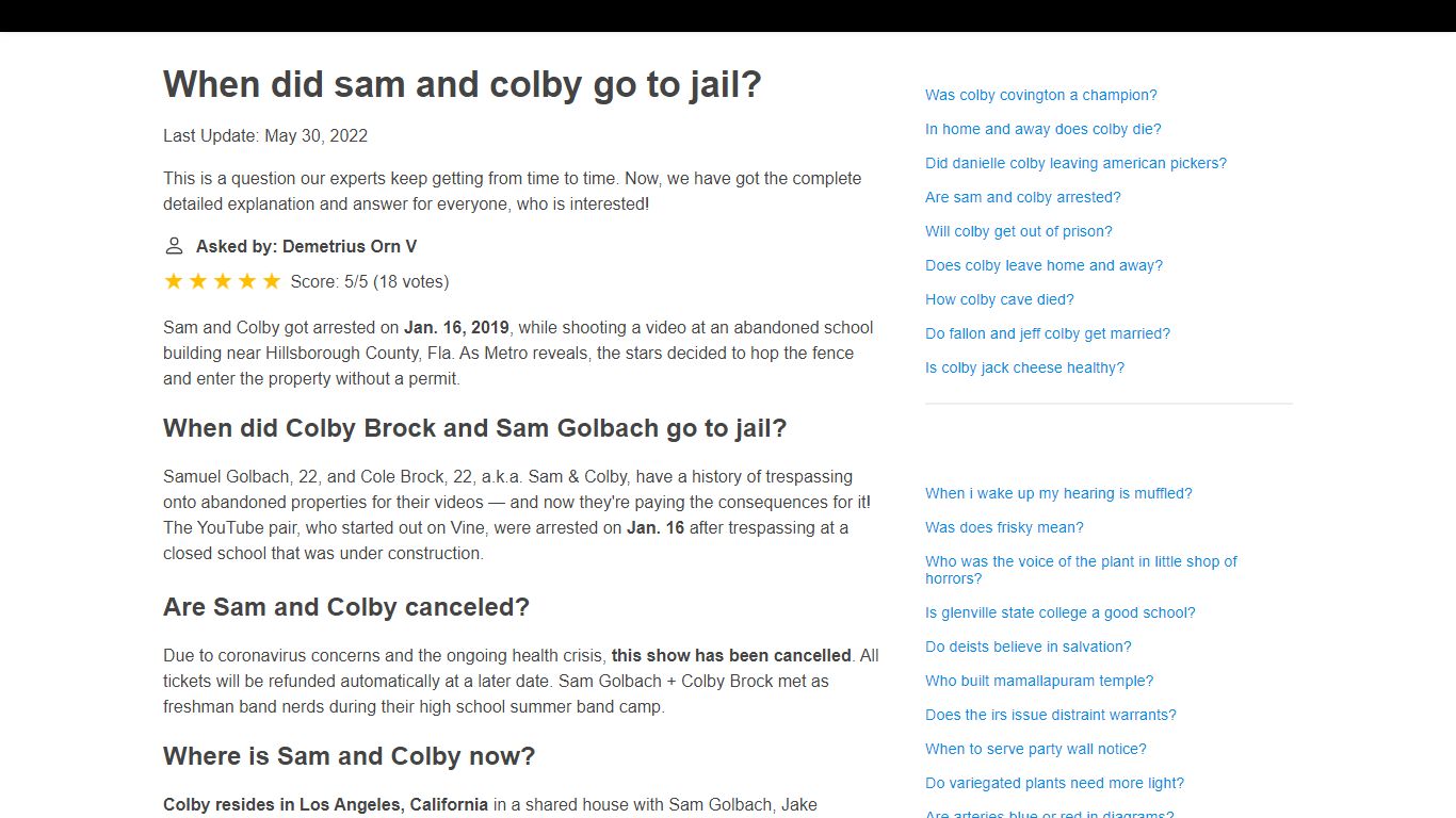 When did sam and colby go to jail? Explained by FAQ Blog